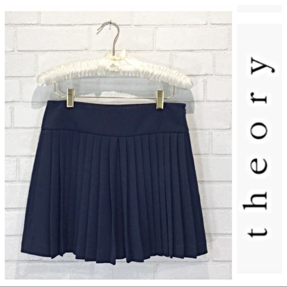 Theory Navy Accordion Pleated Career 
